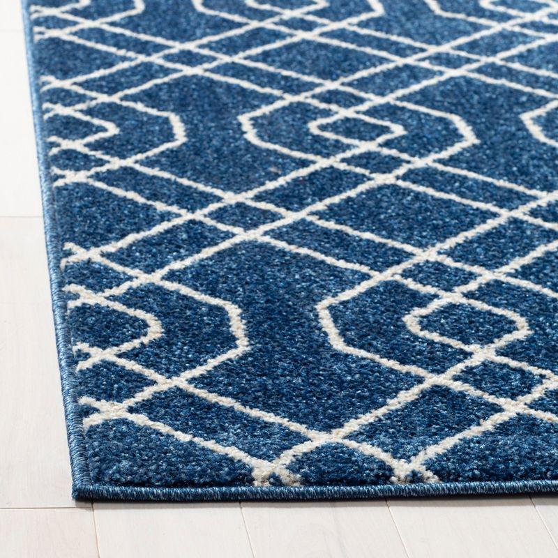 Navy & Beige Hand-Knotted Reversible Cotton Blend Area Rug - 5'3" x 8'