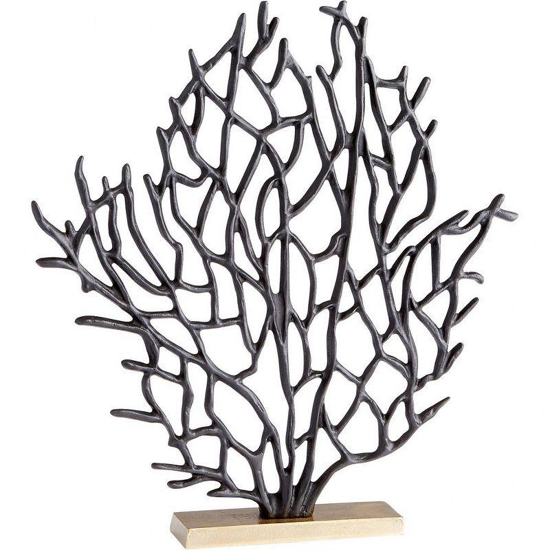 16.75" Black and Gold Aluminum Coral Sculpture