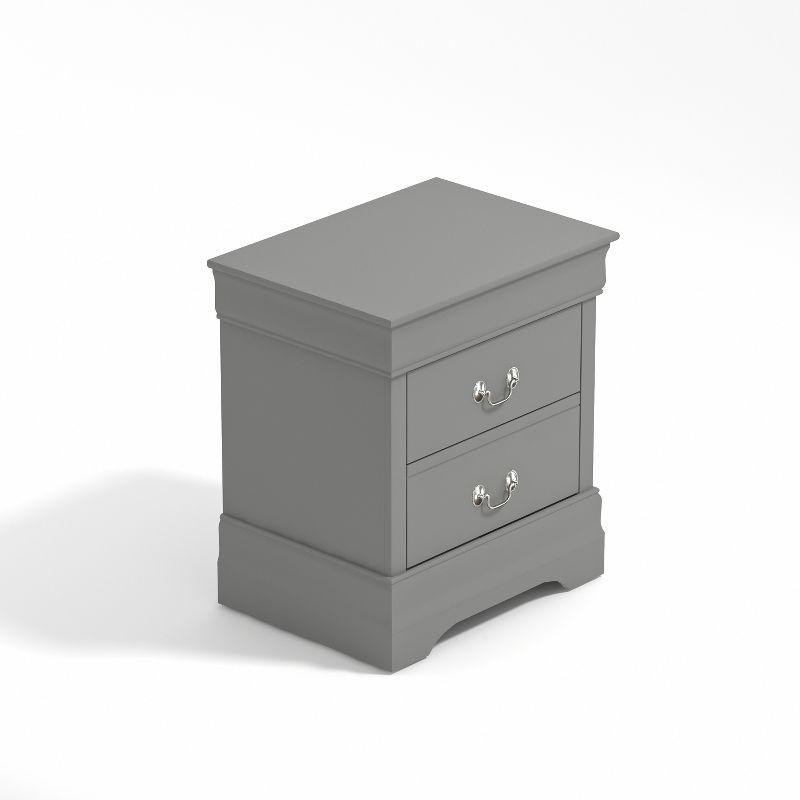 Ireton Sophisticated 2-Drawer Gray Nightstand with Louis Philippe Details