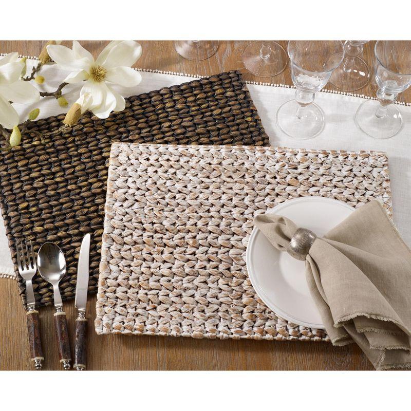 Beige Woven Water Hyacinth Rectangular Placemats, Set of 4