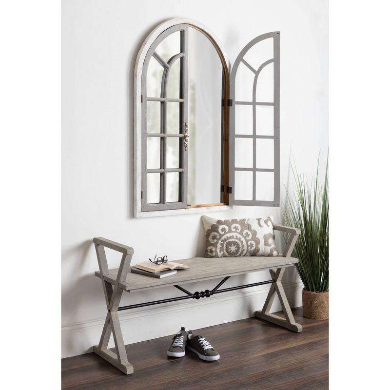 28" x 44" Boldmere Wood Windowpane Arch Mirror White/Gray - Kate and Laurel