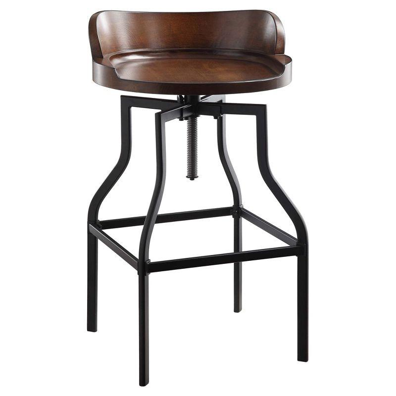 Chestnut Adjustable Backless Wood and Metal Bar Stool