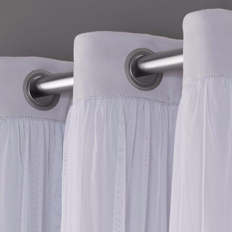 Set of 2 (63"x52") Caterina Layered Solid Blackout with Sheer Top Curtain Panels Gray - Exclusive Home: Thermal Insulated