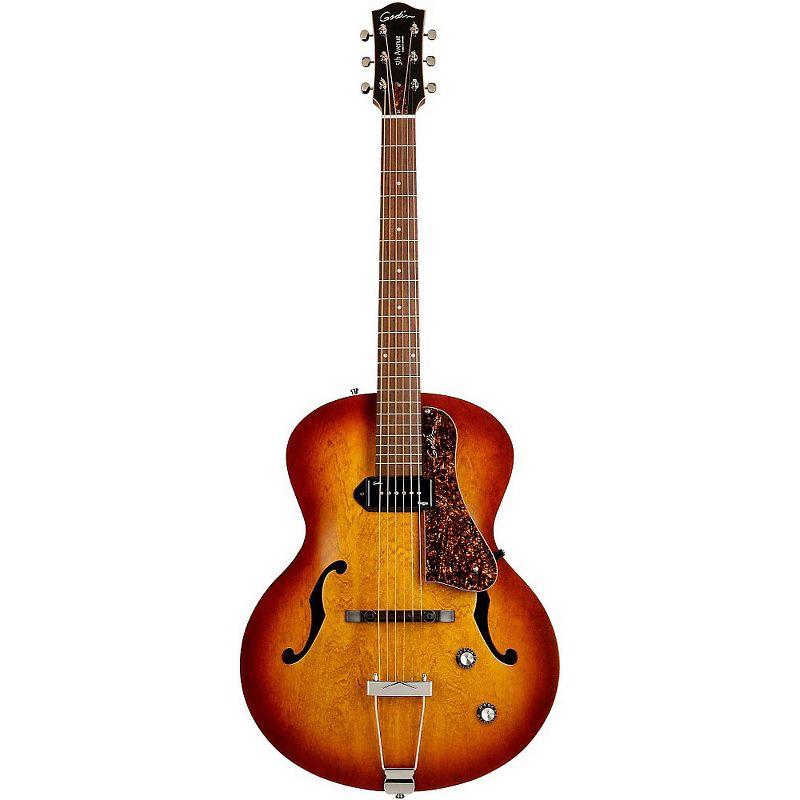 Godin 5th Avenue Kingpin Archtop Hollowbody Electric Guitar With P-90 Pickup Cognac Burst