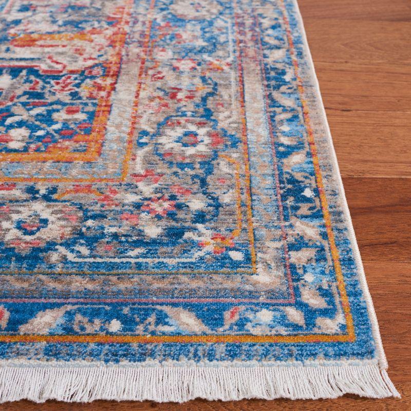 Elegant Vintage Blue Rectangular Easy-Care Synthetic Rug