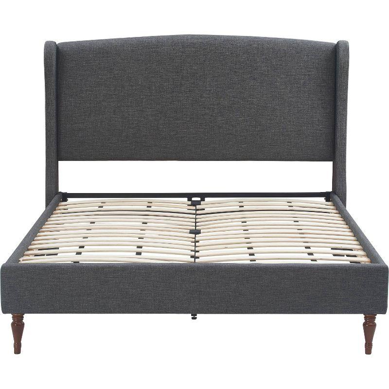Queen Elmhurst Upholstered Wing Bed Frame Gray - Finch