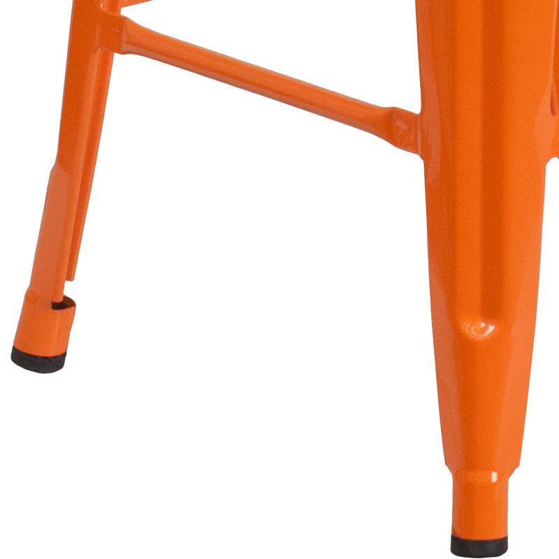 Flash Furniture Commercial Grade 24" High Backless Orange Metal Indoor-Outdoor Counter Height Stool with Square Seat