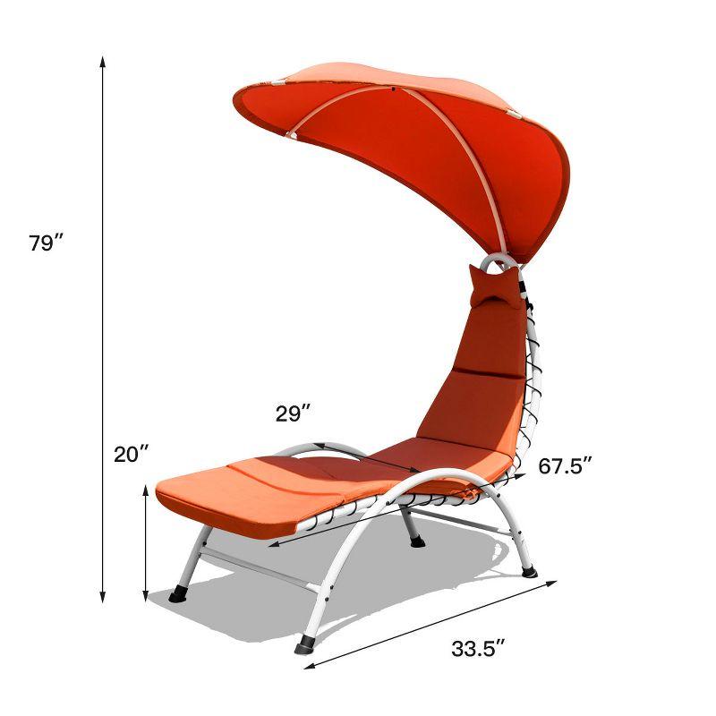 Costway Chaise Lounge Chair with Canopy Hammock Chair with Canopy Orange