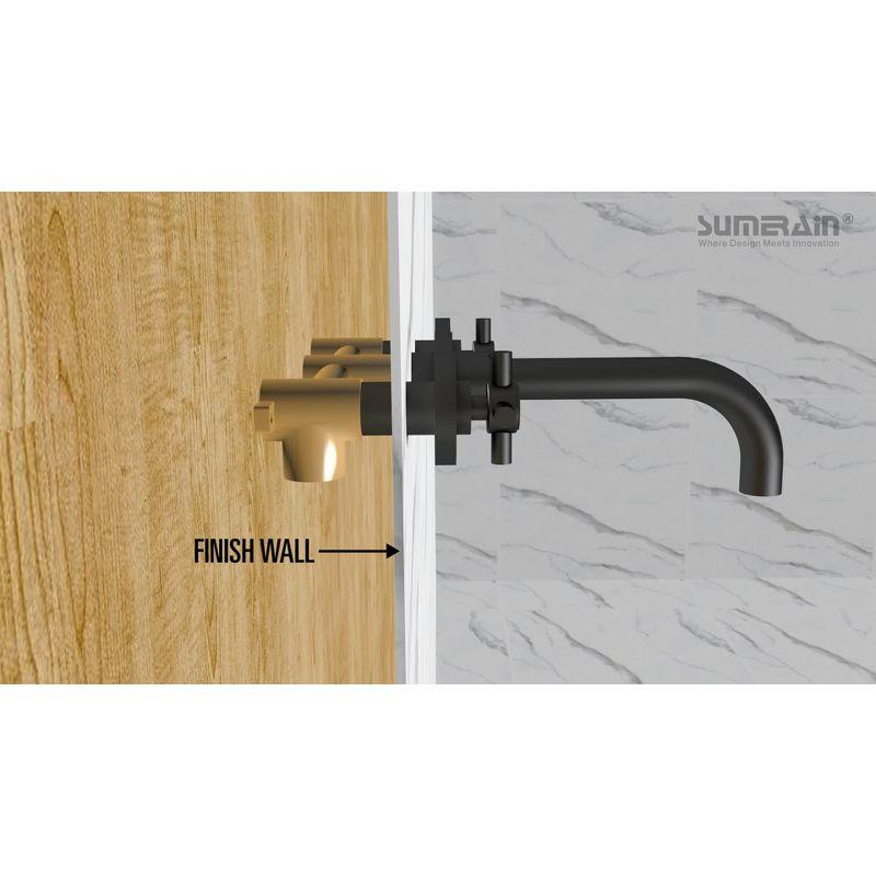 Wall Mount Vanity Faucet with 2 Handle, Bathroom Vanity Faucet with Brass Rough-in Valve