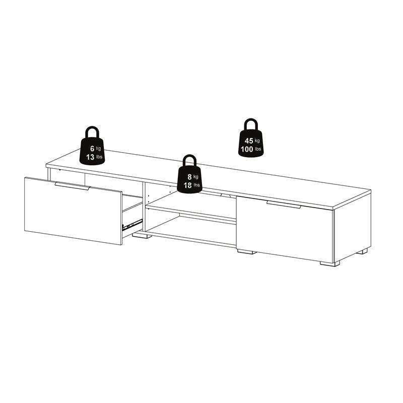 2 Drawer 2 Shelf TV Stand in Brown - Tvilum