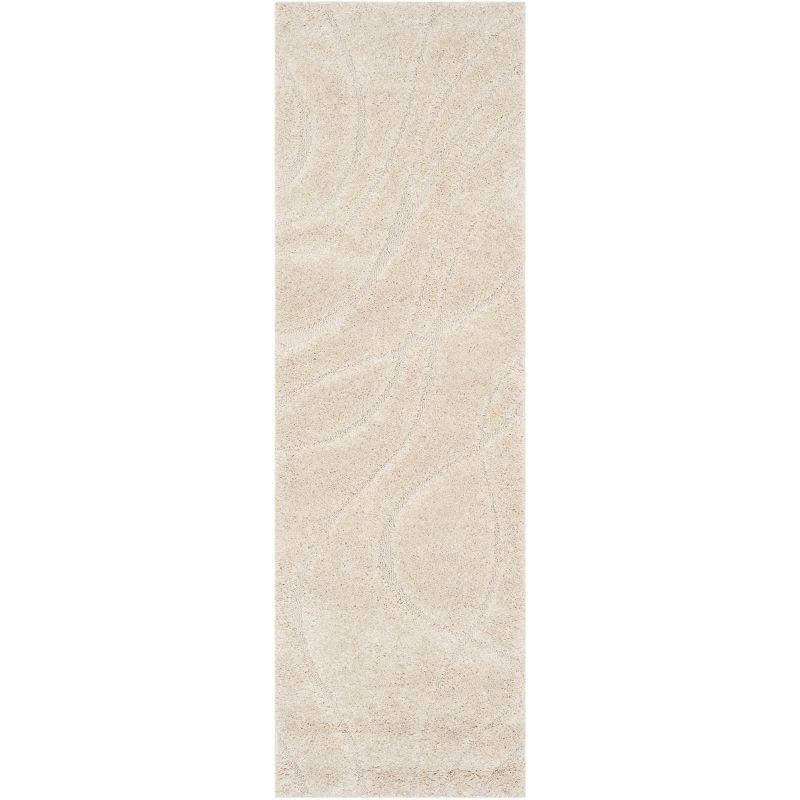 Florida Shag SG471 Power Loomed Indoor Runner Rug - Creme/Creme - 2'3"x9' - Safavieh