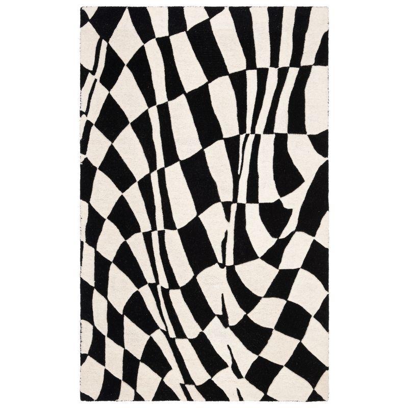 Soho SOH763 Hand Tufted Rectangle Contemporary Area Rug - Black/Ivory - 3' 6" X 5' 6" - Safavieh.