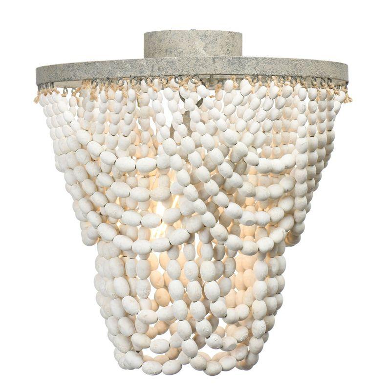 Tiered Draped Wood Bead and Metal Semi-Flush Light - Storied Home