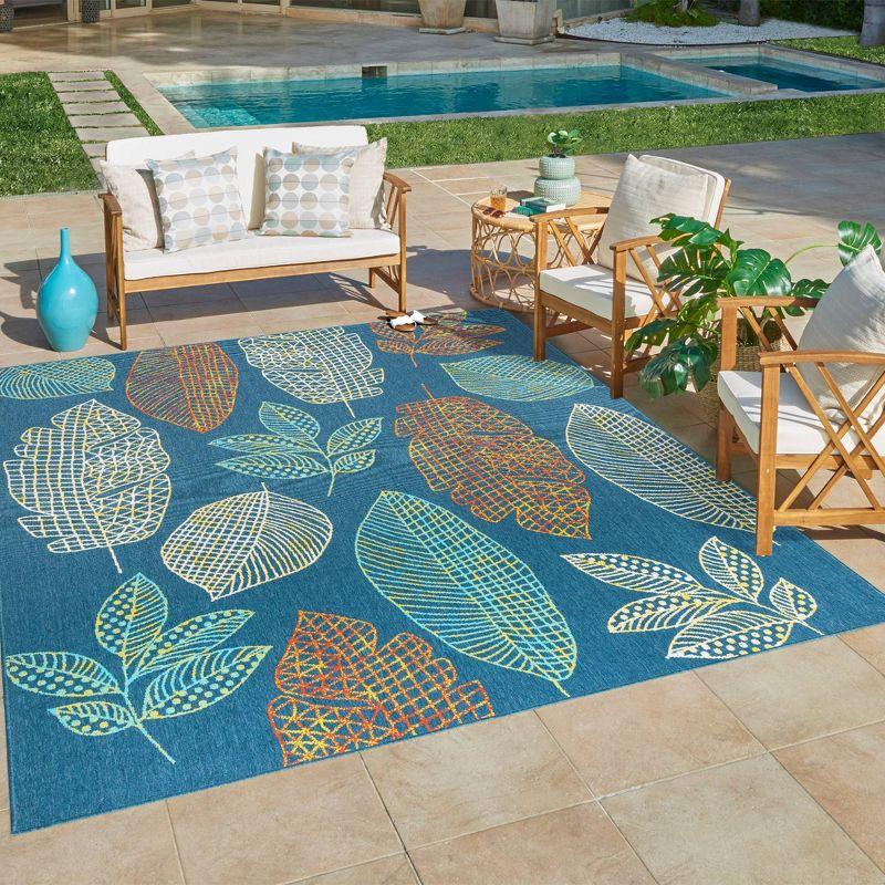 Gertmenian 6'5"x9'6" Jona Ananda Tropical Leaf Rug: Durable, Mold Resistant, UV Protected