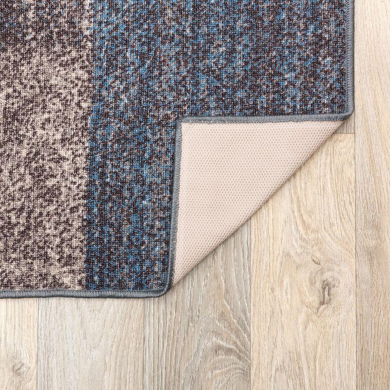 World Rug Gallery Modern Boxes Design Non-slip (Non-skid) Blue 3'3" x 5' Area Rug