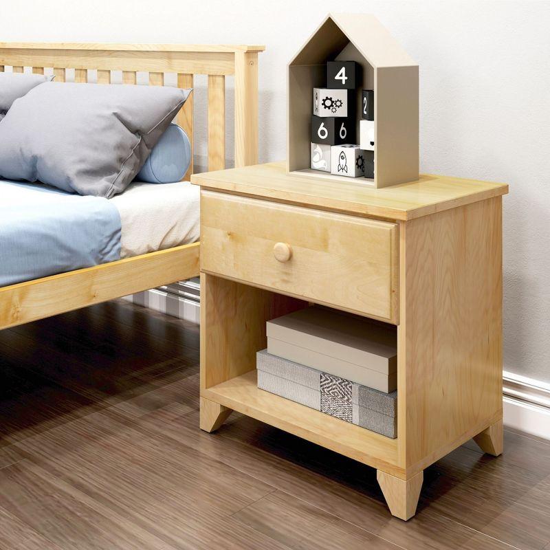 Max & Lily Classic Wood Nightstand with 1 Drawer, Kids Bedside Table/End Table, Small Nightstand for Bedroom, Natural