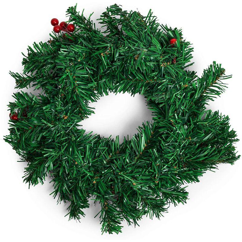 Okuna Outpost 12" Christmas Wreath - Artificial Pine Front Door Ornament Decoration