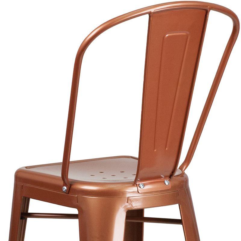 Flash Furniture Commercial Grade 30" High Copper Metal Indoor-Outdoor Barstool with Back