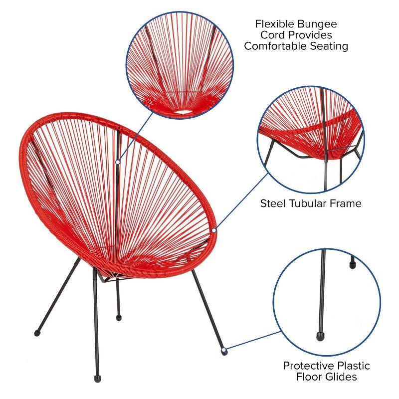 Red Rattan and Steel Papasan Bungee Lounge Chair