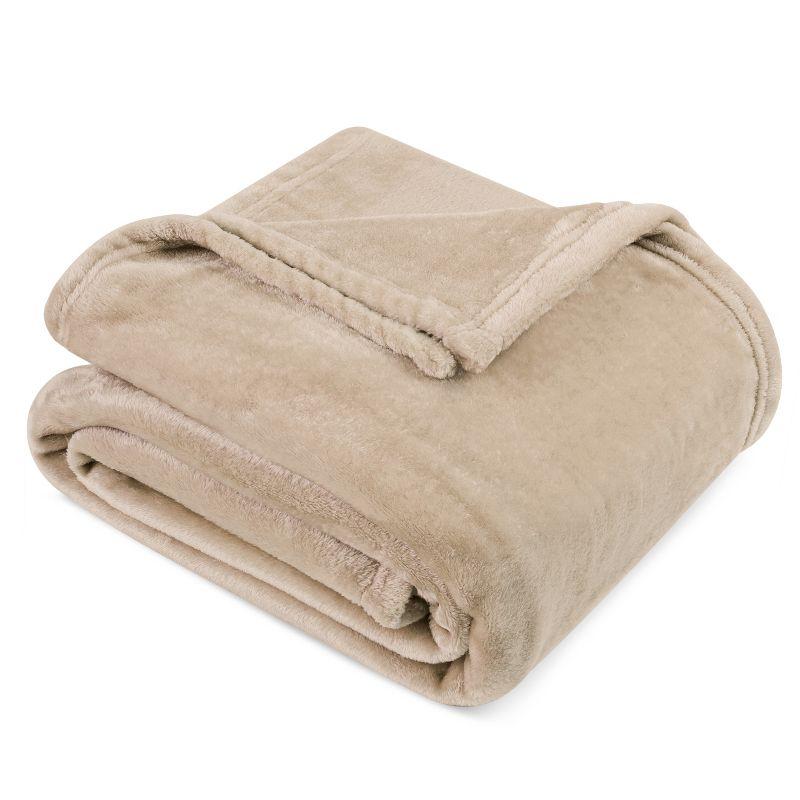PAVILIA Luxury Fleece Blanket Throw for Bed, Soft Lightweight Plush Flannel Blanket for Sofa Couch , Taupe/Throw - 50x60