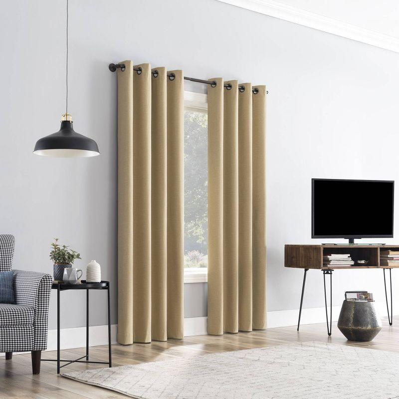 Channing Textured Draft Shield Fleece Insulated 100% Blackout Grommet Top Curtain Panel - Sun Zero