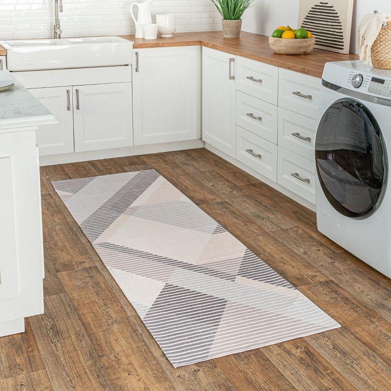 Nuloom Alesha Modern Striped Machine Washable Runner Indoor Area Rug - Beige 2' 6" x 8'