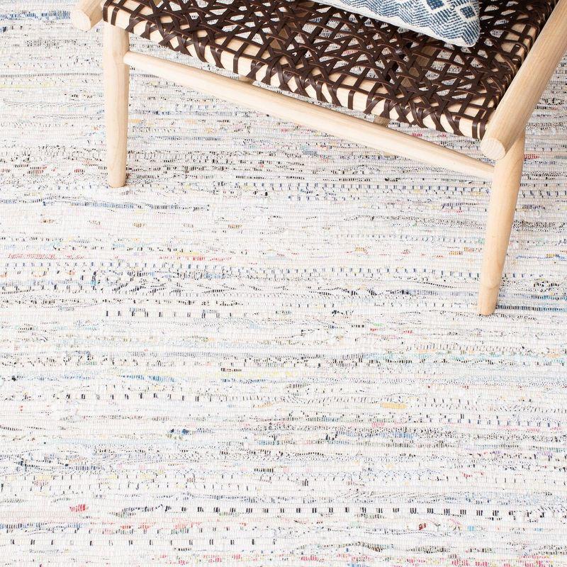 Rag Rug RAR121 Hand Woven Indoor Accent Rug - 4'x4' - Ivory/Multi - Safavieh