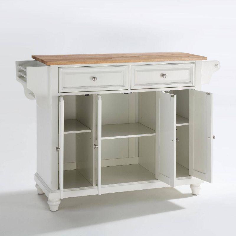 Cambridge Natural Wood Top Kitchen Island White - Crosley: Adjustable Shelves, Towel Bar, Storage Cabinets