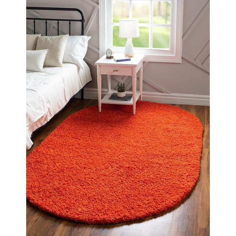 Tiger Orange Oval 8' x 10' Easy Care Synthetic Shag Rug