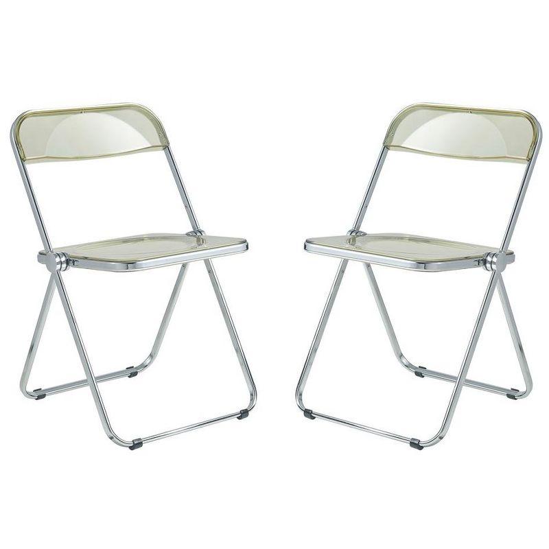 Amber Armless Metal Folding Chair Set with Acrylic Seat