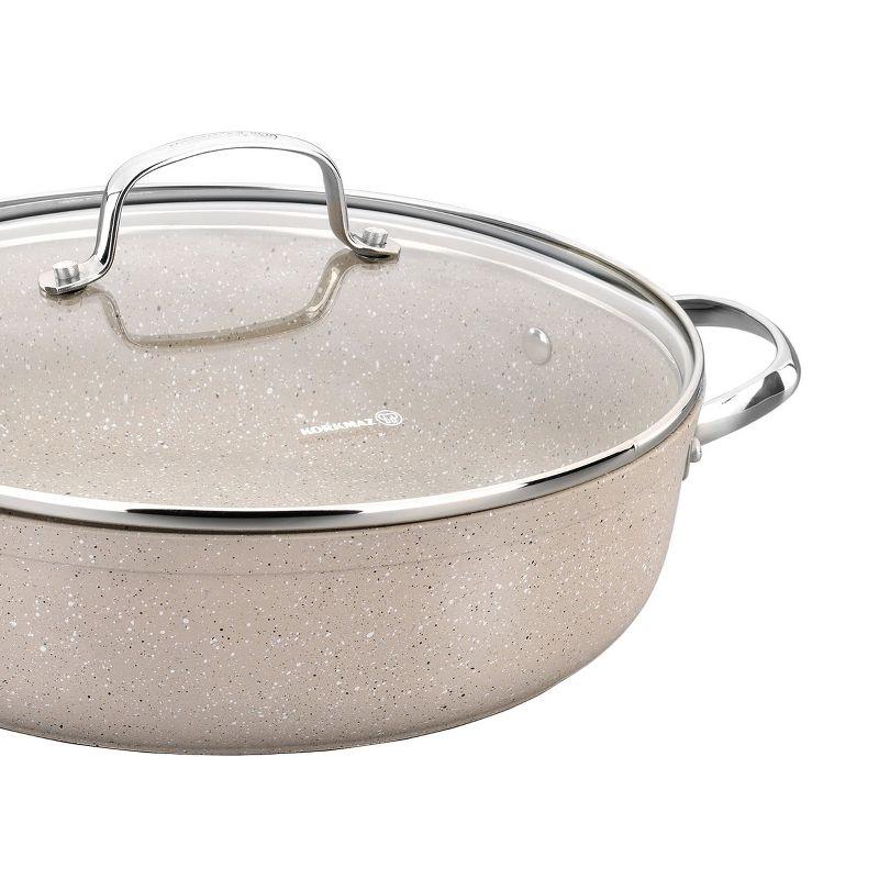 Tan 2.5 Liter Aluminum Nonstick Low Casserole with Glass Lid