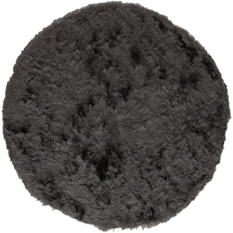 Titanium Twilight 4' x 4' Round Hand-Tufted Wool & Synthetic Shag Rug