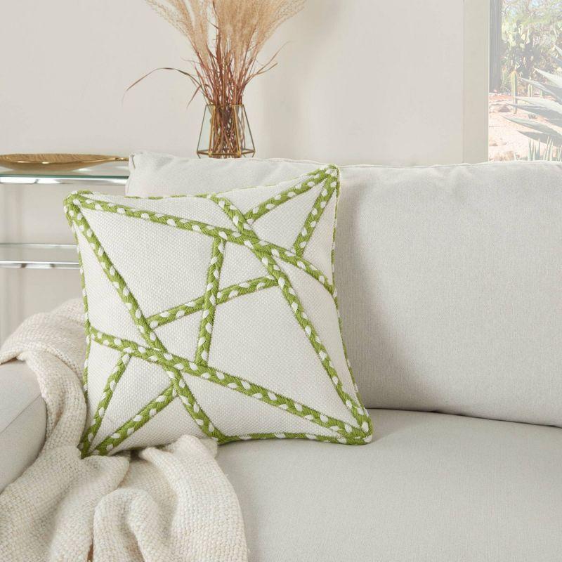 Chic Embroidered Geometric 18" Indoor/Outdoor Square Pillow