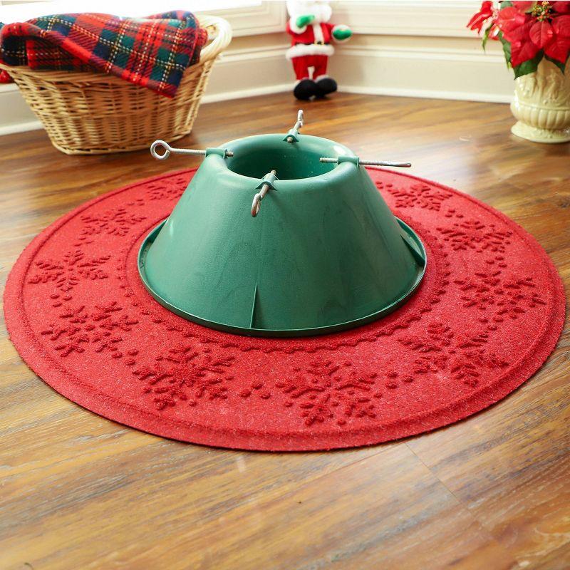 Bungalow Flooring 3' WaterHog Snowflake Tree Skirt Round Floormat Red: Weather-Resistant, Skid-Resistant, Indoor/Outdoor Use