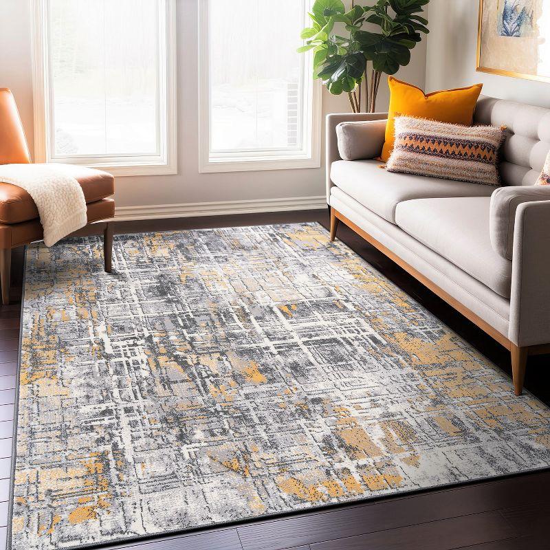 World Rug Gallery Distressed Abstract Stain Resistant Soft Area Rug