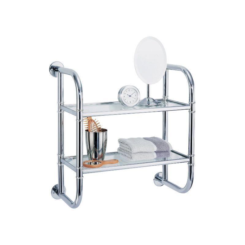 Organize It All Two Tier Bath Shelf Chrome : Microfiber, Machine Washable, Non-Slip Backing