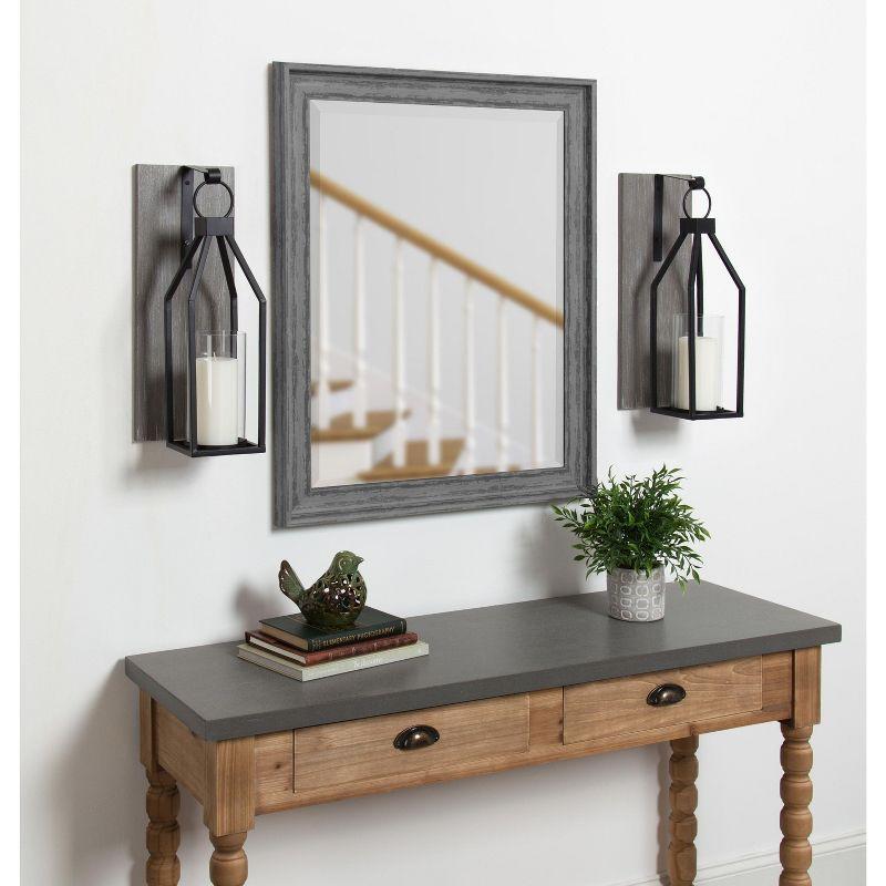 Kate and Laurel Oakly Rectangle Wood Wall Sconce, 7x18, Gray