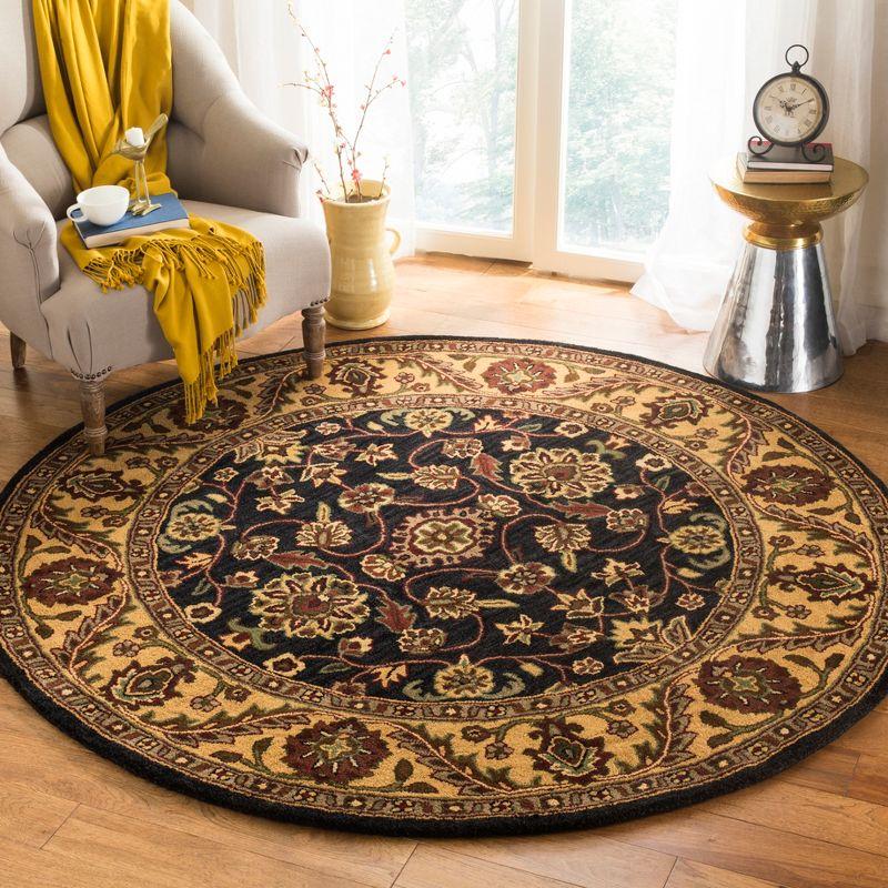 Golden Jaipur GJ250 Hand Tufted Area Rug - Black/Gold - 6' Round - Safavieh.