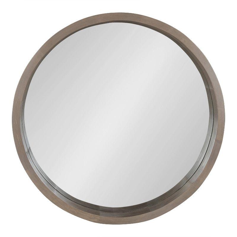 Kate and Laurel Hutton Round Decorative Wood Frame Wall Mirror