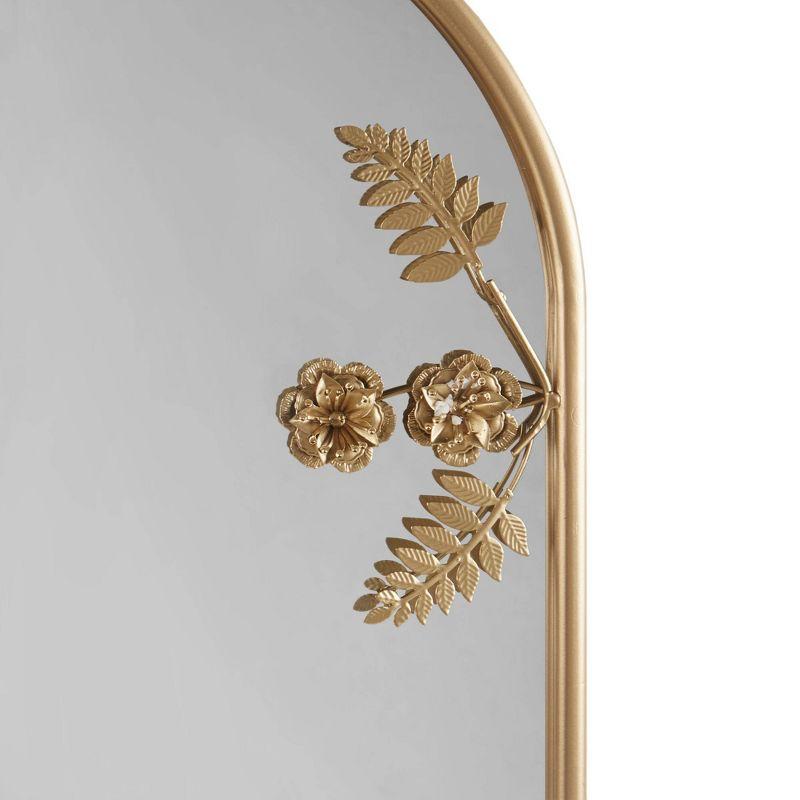 Gold Arched Floral Metal Frame Wall Mirror