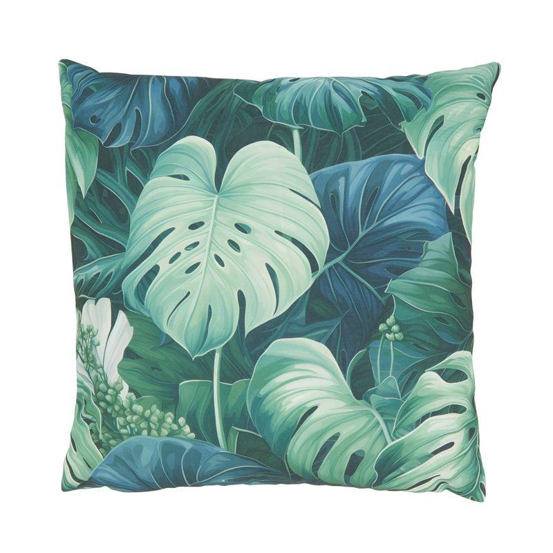 Saro Philodendron Paradise Outdoor Poly Filled Throw Pillow