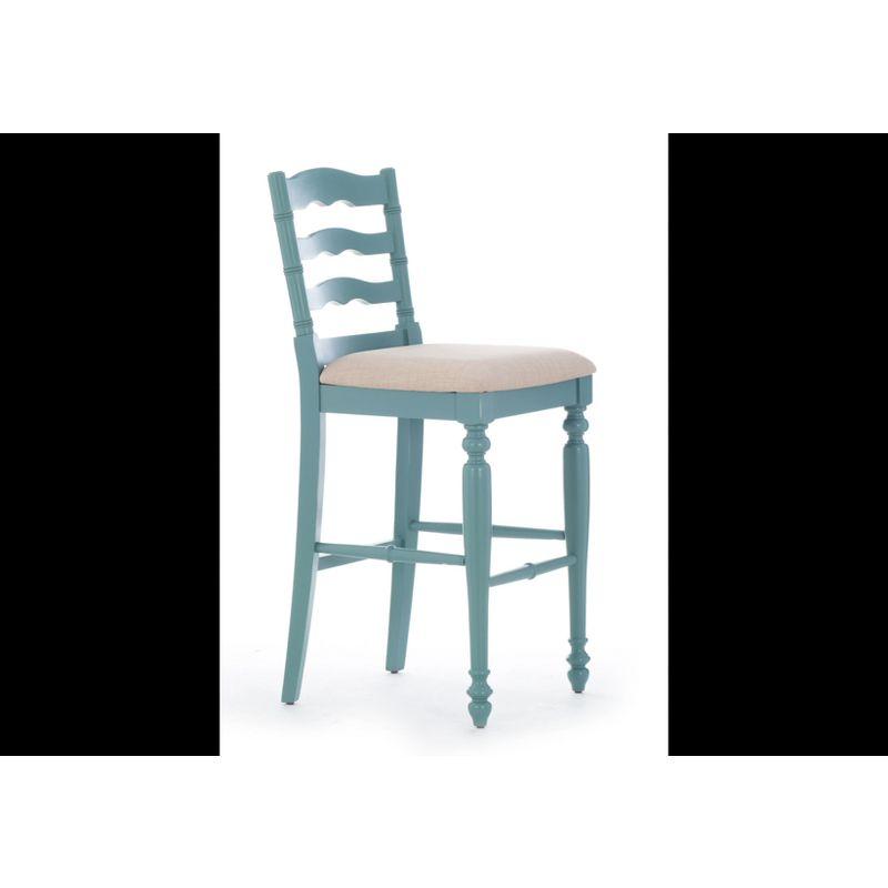 Marino White Wash 30" Upholstered Wood Bar Stool with Turned Legs