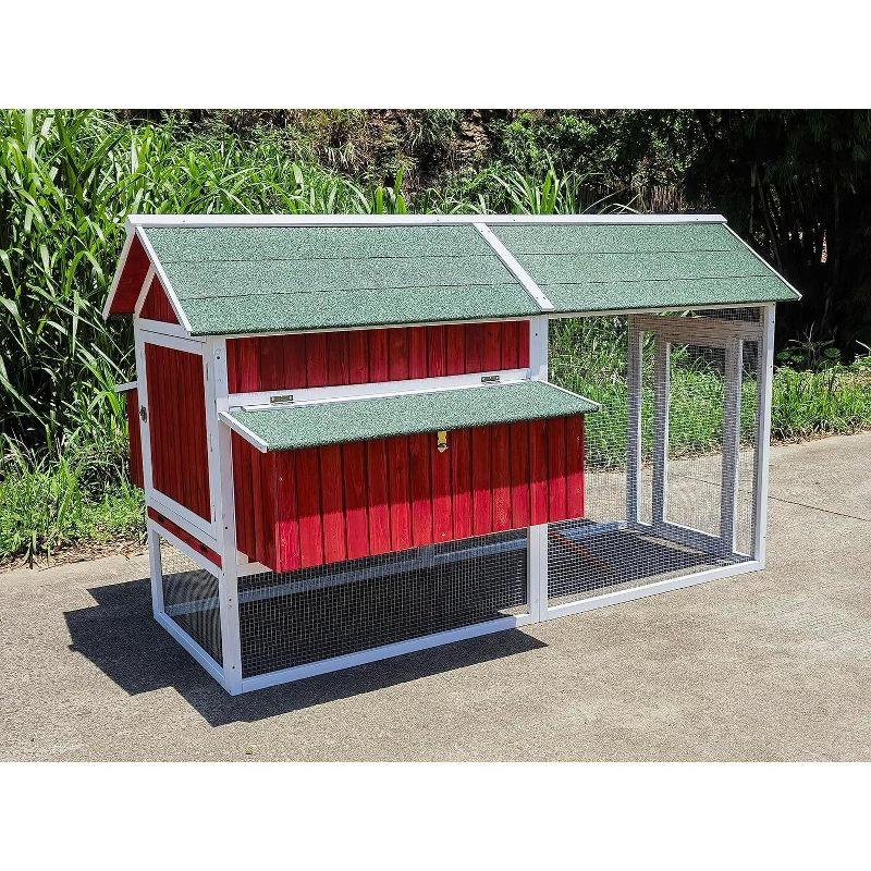 Midlee Red Barn Wooden Chicken Coop with Run Hen House Nesting Box Backyard Covered Enclosure