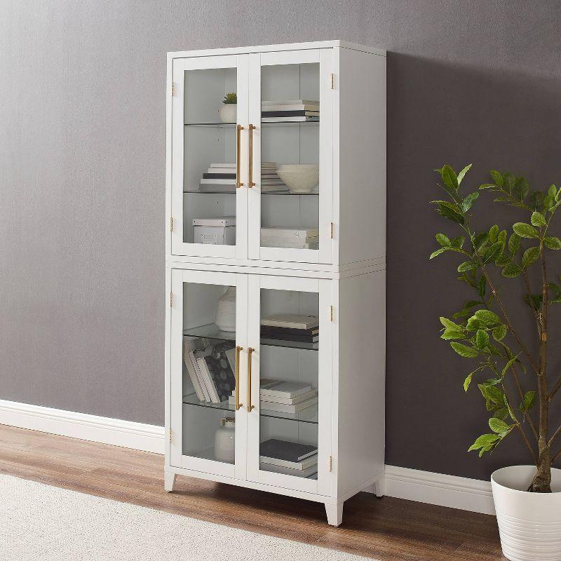 Crosley 70" Roarke Glass Door Kitchen Pantry Storage Cabinet White