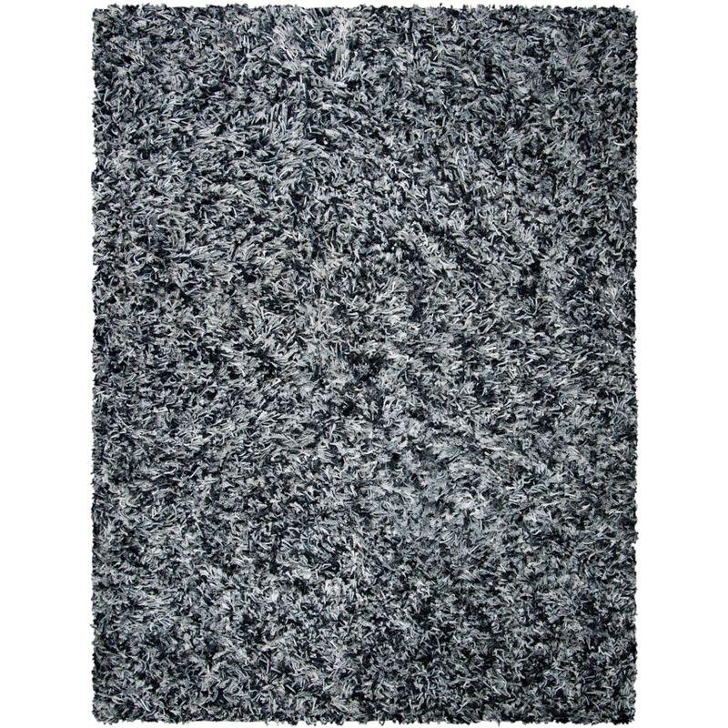 Rio Shag SG960 Hand Loomed Indoor Area Rug - Black/Ivory - 8'x10' - Safavieh