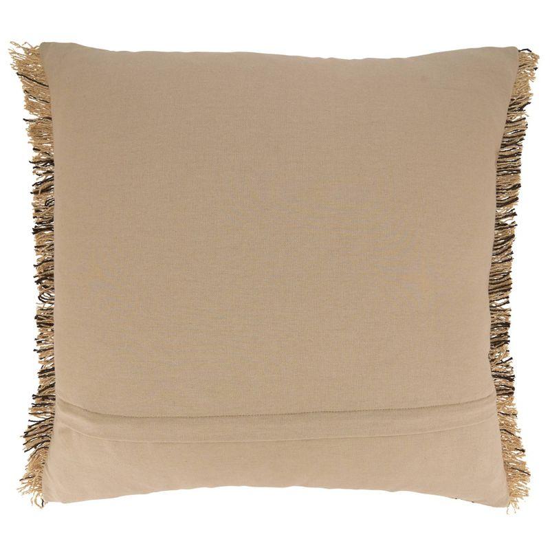 22"x22" Cotton Kantha Stitch Square Pillow Cover with Fringe: Saro Lifestyle