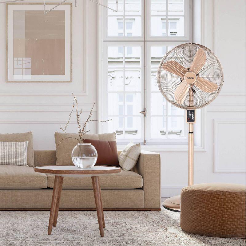 Holmes 16" Digital Oscillating 3-Speed Metal Stand Fan with Remote Control Copper