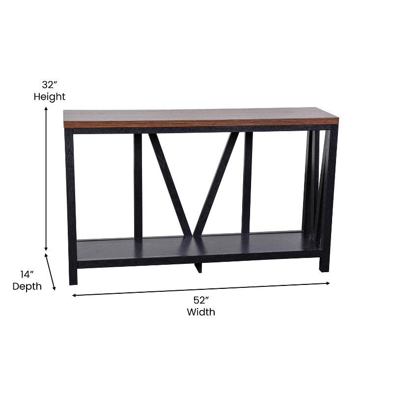 Charlotte Black and Walnut 52" Farmhouse Console Table