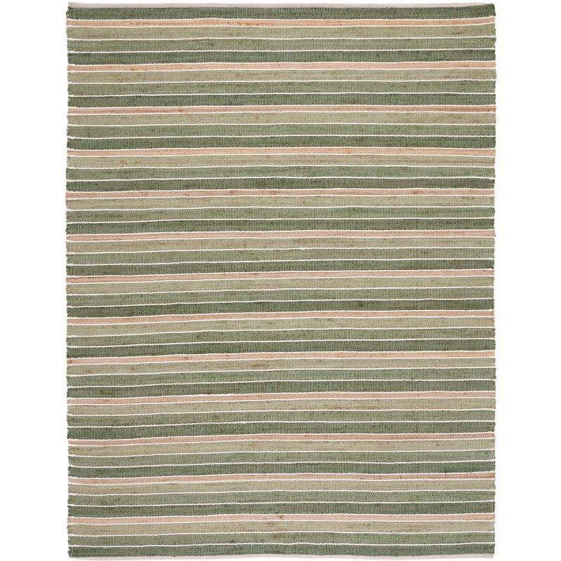 Striped Kilim STK312 Hand Woven Area Rug - Green/Natural - 6'x9' - Safavieh.