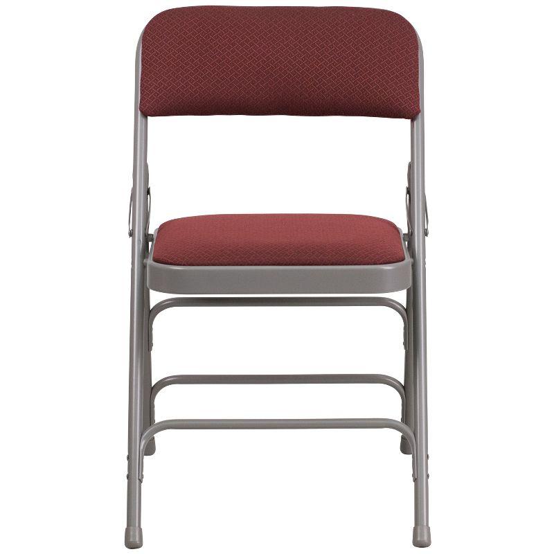 Burgundy Patterned Armless Metal Folding Chair Set